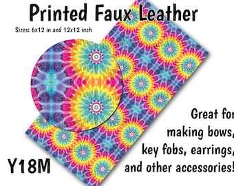 Rainbow Tie Dye Faux Leather Sheet/Printed Faux Leather for Earrings/Leather Fabric for Bows/Leatherette Sheets/Synthetic Leather