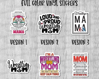 Wrestling Mom 1 Full Color Sticker/Printed Vinyl Sticker/Printed Vinyl Decal/Bulk Printed Decals/Bulk Vinyl Decals