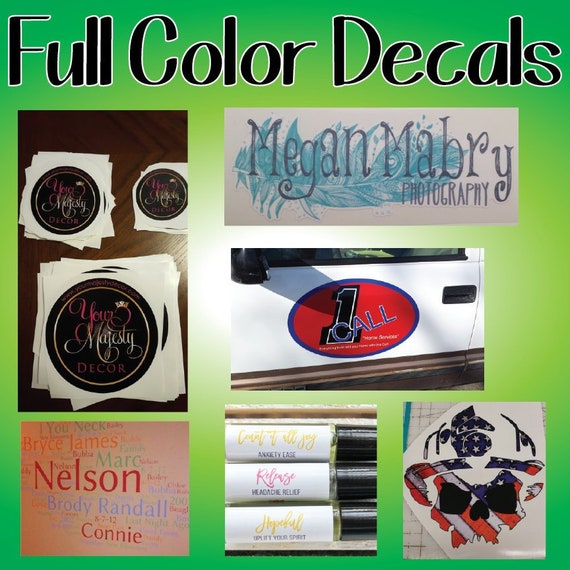 Full Color Decals/full Color Vinyl Decal/full Color Etsy