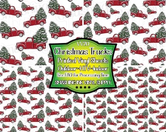 Vintage Christmas Truck Adhesive Vinyl | Heat Transfer | Faux Leather | Laser Safe Materials