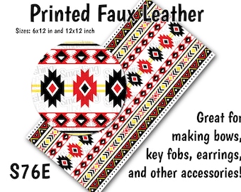 Tribal Pattern Faux Leather Sheet/Printed Faux Leather for Earrings/Leather Fabric for Bows/Leatherette Sheets/Synthetic Leather