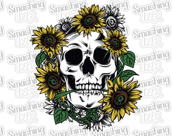 Sunflower Skeleton ~ Apparel Transfer | DTF | Iron On | Sublimation | HTV