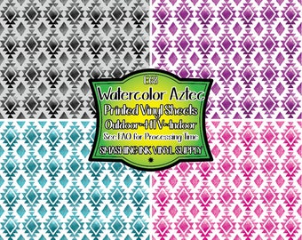 Aztec Watercolor Adhesive Vinyl | Heat Transfer | Faux Leather | Laser Safe Materials