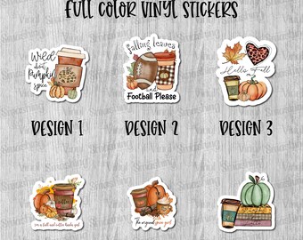 Fall Beverages Full Color Sticker/Printed Vinyl Sticker/Printed Vinyl Decal/Bulk Printed Decals/Bulk Vinyl Decals