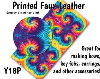 Rainbow Tie Dye Faux Leather Sheet/Printed Faux Leather for Earrings/Leather Fabric for Bows/Leatherette Sheets/Synthetic Leather