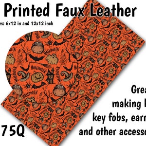 Halloween Cartoon Faux Leather Sheet/Printed Faux Leather for Earrings/Leather Fabric for Bows/Leatherette Sheets/Synthetic Leather