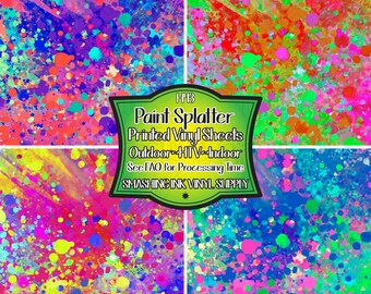 Paint Splatter Adhesive Vinyl | Heat Transfer | Faux Leather | Laser Safe Materials