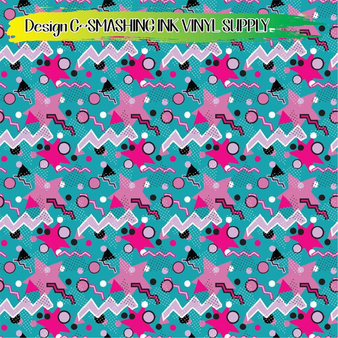 Retro 90s Pattern Adhesive Vinyl | Heat Transfer | Faux Leather | Laser ...