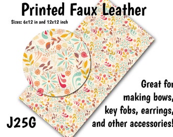Spring Flowers Faux Leather Sheet/Printed Faux Leather for Earrings/Leather Fabric for Bows/Leatherette Sheets/Synthetic Leather