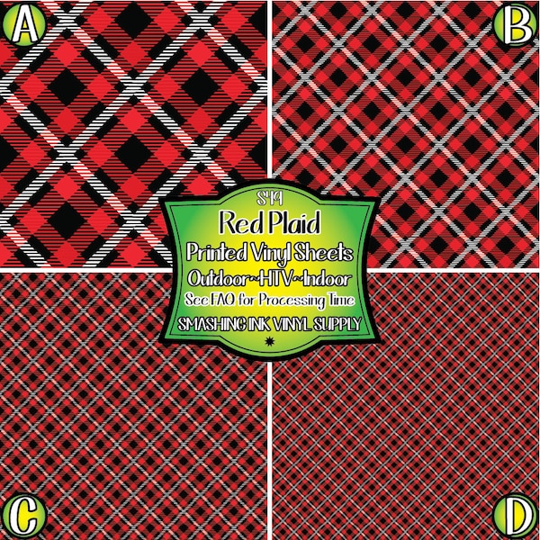 Red Black White Plaid Vinyl/Printed Heat Transfer Vinyl/Pattern Vinyl/Printed 651 Vinyl/Printed 631 Vinyl/Printed Outdoor Vinyl/Printed HTV