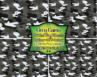 Grey Camo Adhesive Vinyl | Heat Transfer | Faux Leather | Laser Safe Materials