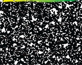 May include: Black and white abstract pattern with a repeating design. The pattern is reminiscent of notebook paper. The image includes a ruler with inch markings.