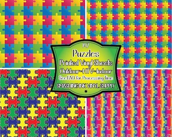 Puzzle Piece Autism Adhesive Vinyl | Heat Transfer | Faux Leather | Laser Safe Materials