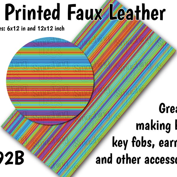 Serape Stripes Faux Leather Sheet/Printed Faux Leather for Earrings/Leather Fabric for Bows/Leatherette Sheets/Synthetic Leather