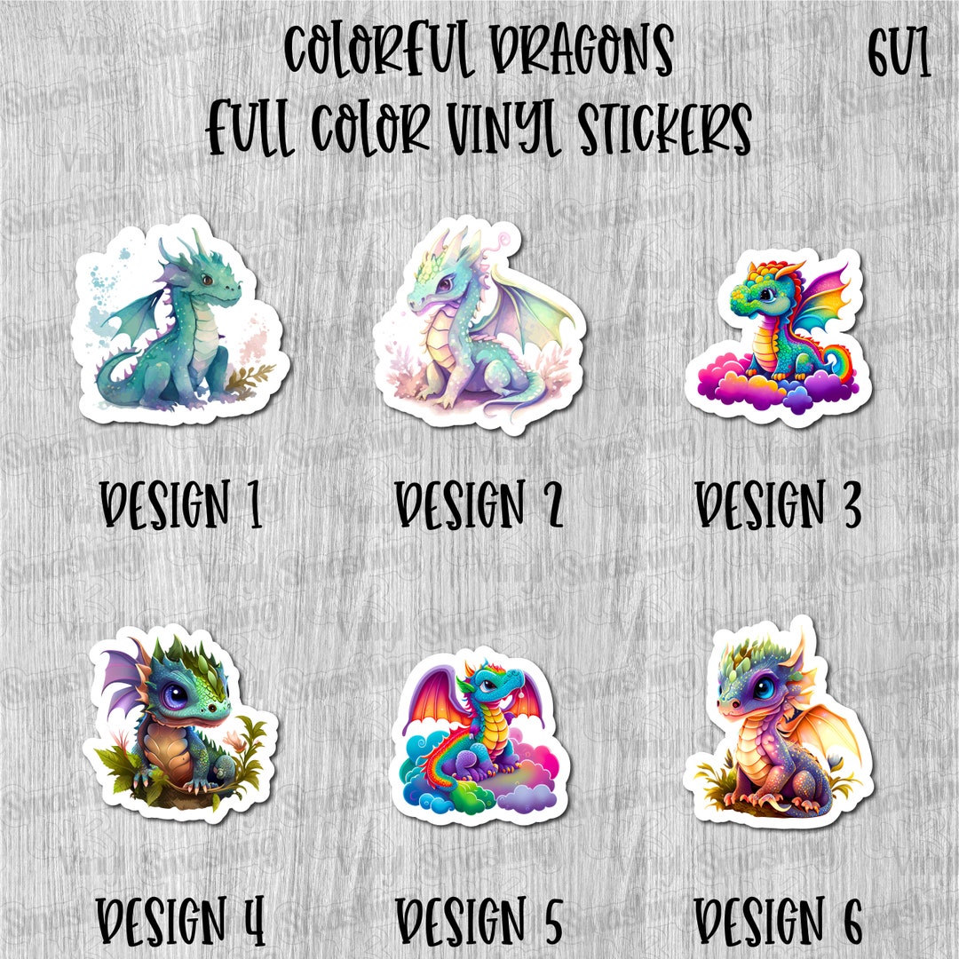 Dragon Fill Sticker Colorful Dragons Full Color Sticker/printed Vinyl Sticker/printed Vinyl ...