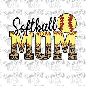 Softball Mom 2 Apparel Transfer - Available in Heat Transfer, DTF (Direct to Film), or Sublimation, Iron On Shirt Transfer