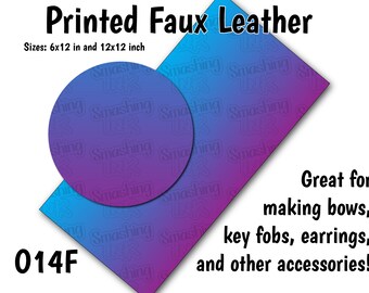 Blue Ombre Faux Leather Sheet/Printed Faux Leather for Earrings/Leather Fabric for Bows/Leatherette Sheets/Synthetic Leather