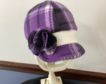 Girls purple plaid hat