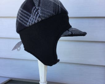 Boys winter grey plaid hat