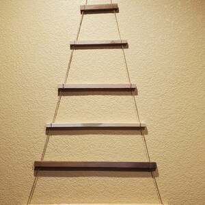Soporte de adorno en forma de árbol de Navidad montado en la pared, ahorro de espacio, madera rústica imagen 3