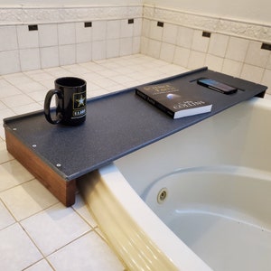 Bath Tub Tray 35-40 x 12 Wide Custom Made to Order Corian Caddy Tablet Cell Phone Candle Holder Mom Garden Jacuzzi Hot Spa Soaker 112-22 imagem 4