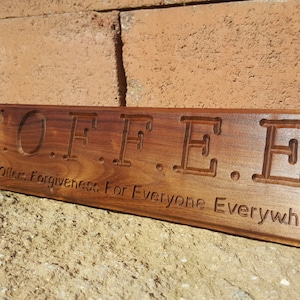 C.O.F.F.E.E. Coffee Wooden Sign Christian Walnut Hand Crafted Carved Routed Handmade image 6