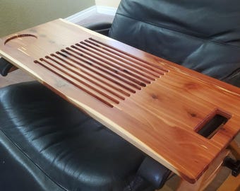 Laptop Desk Recliner Tray Custom Made to Order Pine Cherry Cedar Bath Caddy Tablet Cell Phone Ipad Holder Wood Bathtub 30-34" x 10"