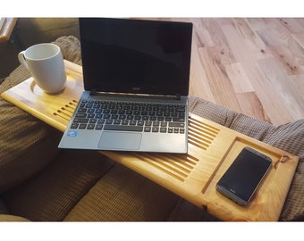 Deep Wide Laptop Desk Recliner Tray Custom Made to Order Pine Cherry Cedar Caddy Tablet Cell Phone Ipad Holder Wood Laptop Tray Bathtub 44"