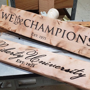 College University Dorm Decor Photo Holder Custom Carved Redwood Sign Name Personalized Liberty We the Champions 5 x 24 afbeelding 4