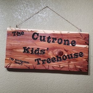 Child&#39;s Clubhouse Playhouse Custom Hand Routed Wood Cedar Sign Name Personalized Sign Treehouse Bedroom Play Room Girl Boy Kids 11&quot; x 23&quot;