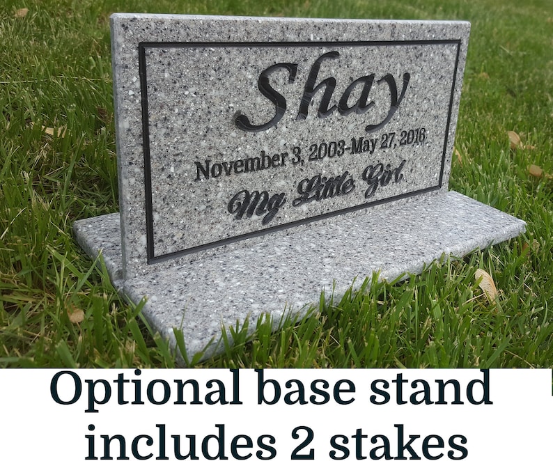 Grave Marker Pet Memorial Sign Carved Engraved Plaque Weatherproof Corian Stone Granite Substitute Small Prayer Garden Marker 5 x 8 image 5