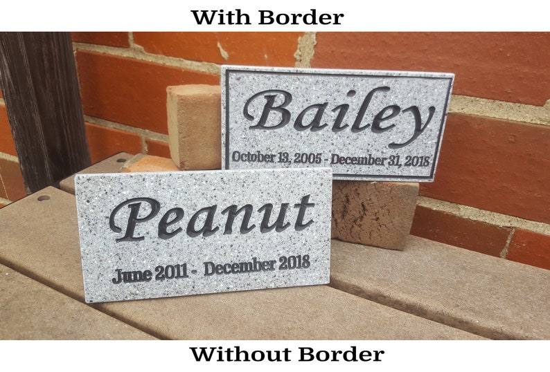 Grave Marker Pet Memorial Sign Carved Engraved Plaque Weatherproof Corian Stone Granite Substitute Small Prayer Garden Marker 5 x 8 image 2