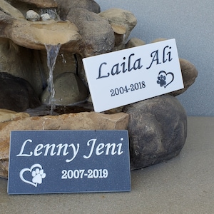 Pet Memorial Grave Marker Carved Sign Weatherproof Corian Stone Granite Substitute Grave Marker Prayer Garden Marker 5&quot; x 10&quot; 109-2