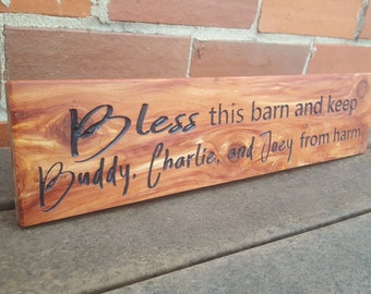 Custom Blessing Sign Farm Barn Cedar 5" x 24" Indoor/Outdoor Carved Routed Bless this House/Farm/Barn Country Rustic Ranch