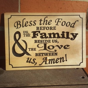 Food blessing grace wall sign carved wood family meal religious prayer Christian image 1