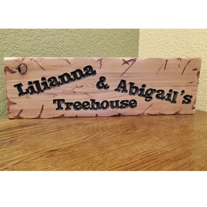 Child's Clubhouse Playhouse Custom Carved Routed Wood Redwood Sign Nombre personalizado Treehouse Dormitorio Sala de juegos Niña Niño Niños 5x18 114-1 imagen 3