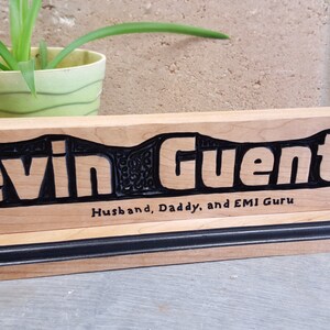 Hand Crafted Desk Name Sign Plaque Cherry Wood Routed First Last Personalized Custom Office Graduation Job Gift Executive 3 x 14-22 image 4