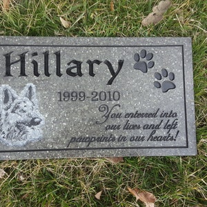 Pet Memorial Carved Engraved V-Groove Weatherproof Solid Surface Corian Granite Substitute Grave Stone Marker image 3