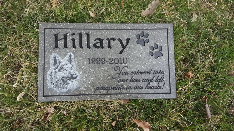 Pet Memorial Carved Engraved V-Groove Weatherproof Solid Surface Corian Granite Substitute Grave Stone Marker image 3