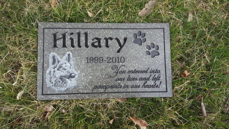 Pet Memorial Carved Engraved V-Groove Weatherproof Solid Surface Corian Granite Substitute Grave Stone Marker zdjęcie 3