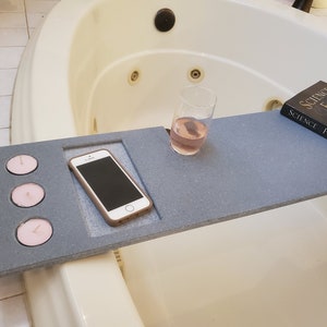 Bath Tub Tray 41-46 x 8 Custom Made to Order Corian Caddy Tablet Cell Phone iPad Candle Holder Relax Mom Garden Jacuzzi Soaker 112-11 image 7