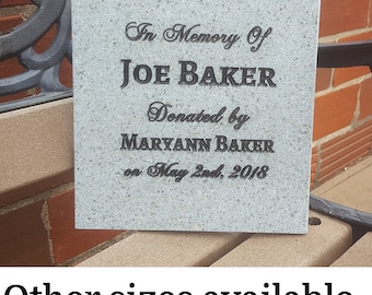 9 x 12" memorial plaque 4 lines of text and 2 stakes