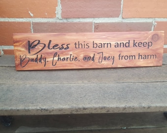 Cedar Barn Farm Rustic Carved Family Sign Custom Saying Bible Verse 7 x 24" Christian