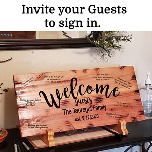 Redwood Custom Carved Wedding Gift Family Welcome Sign Plaque 10 x 24 Housewarming Newlywed Guestbook image 4