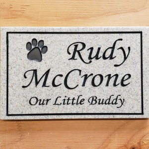 Grave Marker Pet Memorial Sign Carved Engraved Plaque Weatherproof Corian Stone Granite Substitute Small Prayer Garden Marker 5&quot; x 8&quot;