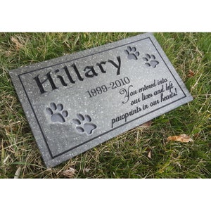 Pet Memorial Carved Engraved V-Groove Weatherproof Solid Surface Corian Granite Substitute Grave Stone Marker image 2