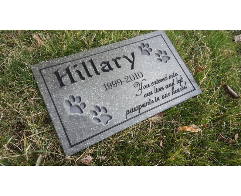 Pet Memorial Carved Engraved V-Groove Weatherproof Solid Surface Corian Granite Substitute Grave Stone Marker image 2