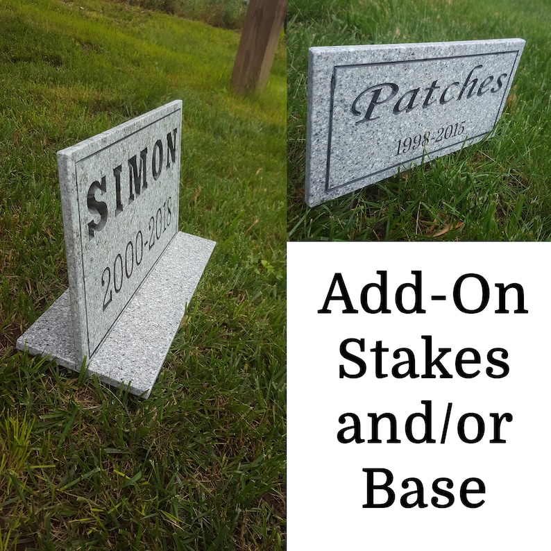 Memorial Plaque Stand Add-On Options Choice of Steel Ground Stakes or Matching Corian Base w/ or w/o Stakes image 1