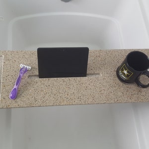 Plateau de baignoire sur mesure sur commande Corian Caddy tablette téléphone portable iPad bougeoir maman jardin Jacuzzi Hot Spa Soaker large moyen image 1