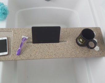 Bandeja para bañera hecha a medida a pedido Corian Caddy Tablet teléfono celular IPad portavelas Mom Garden Jacuzzi Hot Spa Soaker Wide Medium